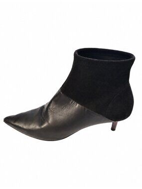 Donald J Pliner Black Leather & Suede Pointed-Toe Ankle Boots 8.5